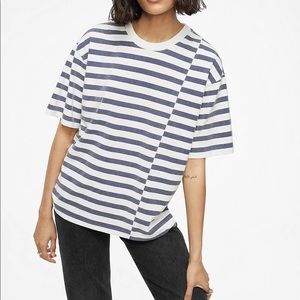 Anine Bing Faded Blue & White Striped Tee